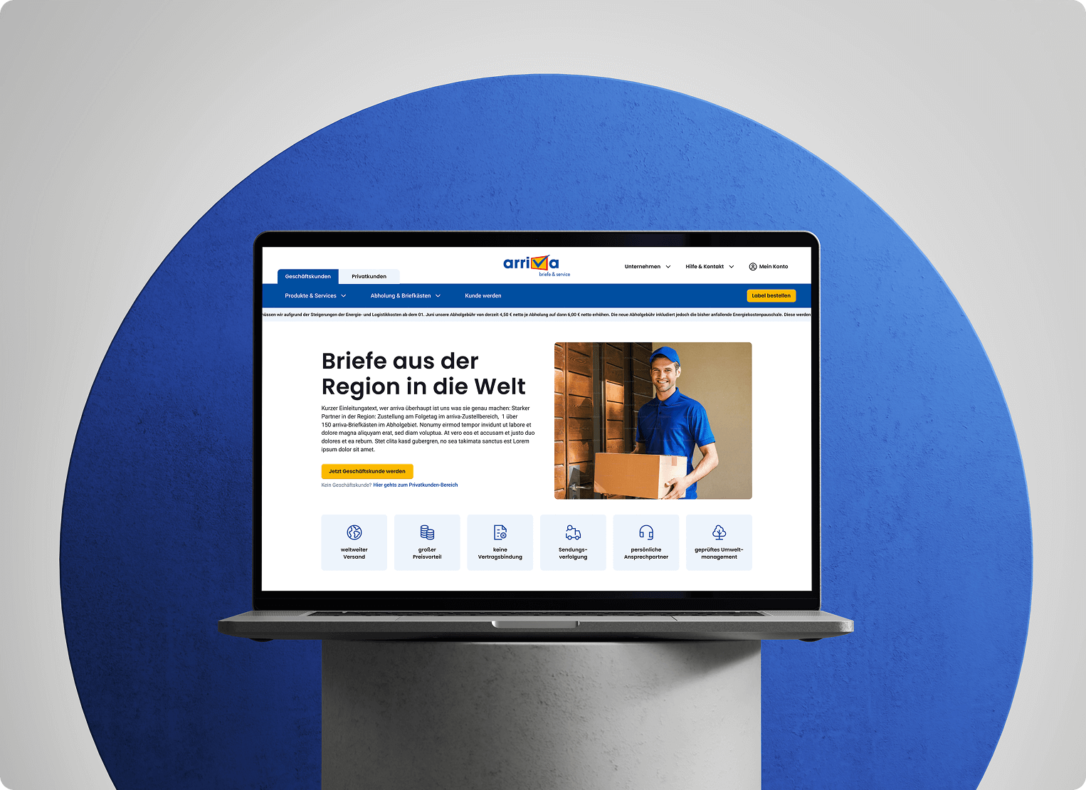 Arriva postal service website design